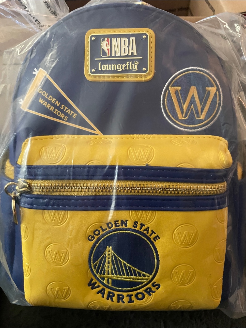 Loungefly Official NBA Golden State Warriors Patch Icons Mini Backpack NWT
